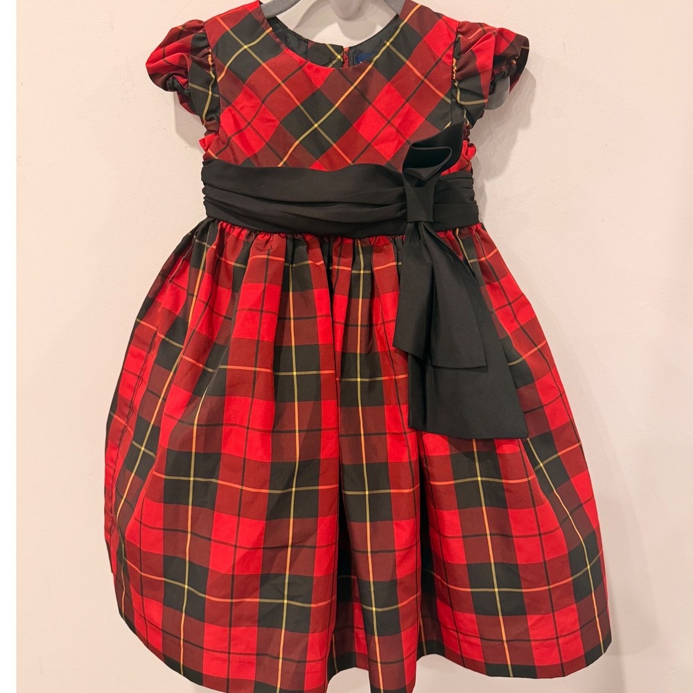 Ralph Lauren Kids Red Plaid Taffeta Holiday Dress Sash Bow 3T 311517181 3T